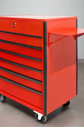 34 inch rolling tool bench with 6 drawers in red steel
Heavy-duty tool cart with drawers and locking system
Mobile service tool cabinet with caster wheels
Tool chest with built-in power strip and top tray
Garage tool storage bench in multiple color options
