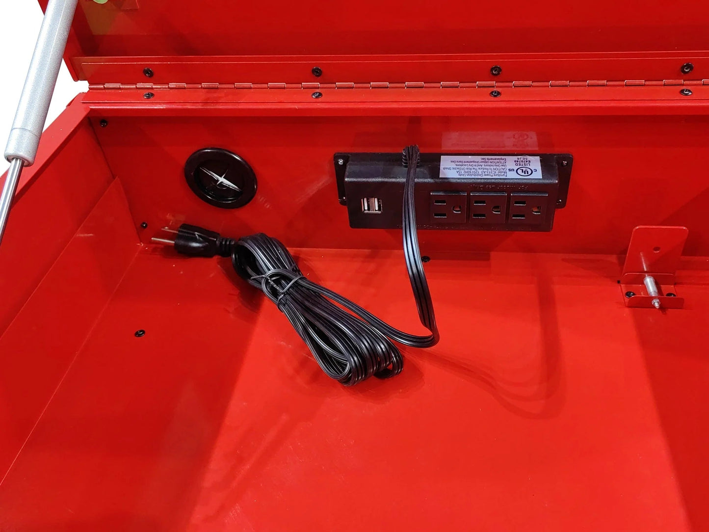 34 inch rolling tool bench with 6 drawers in red steel
Heavy-duty tool cart with drawers and locking system
Mobile service tool cabinet with caster wheels
Tool chest with built-in power strip and top tray
Garage tool storage bench in multiple color options