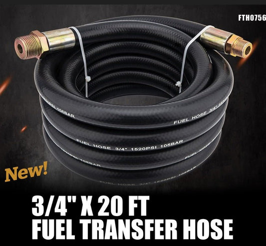 New 3/4″ x 20′ Fuel Transfer Hose – Heavy - Duty Hose for Diesel, Gasoline, Oil, Kerosene, Grease Dispensing FTH0756M - with | Sold by Uncle Wiener's Wholesale