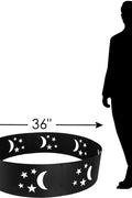 New 36" Large Round Metal Fire Pit Ring with Star & Moon Design – Easy Assembly | SKU: XY0625 - with | Sold by Uncle Wiener's Wholesale