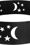New 36" Large Round Metal Fire Pit Ring with Star & Moon Design – Easy Assembly | SKU: XY0625 - with | Sold by Uncle Wiener's Wholesale