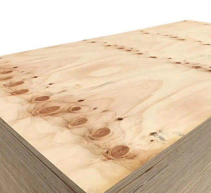 Close-up of tongue and groove edge on 3/4” pine plywood