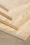 Stack of pine plywood sheets in 3/8”, 1/2”, and 3/4” thickness – 4x8 FT size