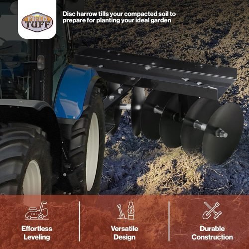 Lawn Tractor Disc Harrow, Tow-Behind Garden Tiller, 39 Inch Cultivator Attachment, Soil Prep Harrow, Lawn Cultivator Implement, Lightweight Garden Harrow, SKU 927041, Tow-Behind Disc Cultivator, Garden Disc Harrow, Pin Hitch Tiller Attachment