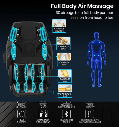 New 3D Full Body Massage Chair with Zero Gravity & Heat – Premium Relaxation Recliner AMMC23B - with | Sold by Uncle Wiener's Wholesale
