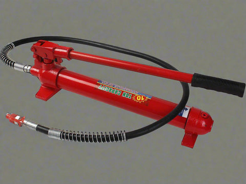 "Porta power hydraulic body repair jack kit with storage case"

"Hydraulic auto frame straightening kit with rams and extensions"

"10 ton red porta power jack system for car and truck frame repair"