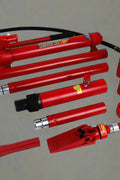 "Porta power hydraulic body repair jack kit with storage case"

"Hydraulic auto frame straightening kit with rams and extensions"

"10 ton red porta power jack system for car and truck frame repair"