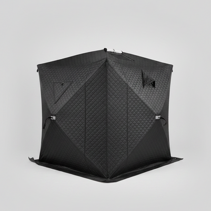 "Heavy-duty insulated pop-up ice fishing tent for 4-6 people"

"Black pop-up ice shelter with durable waterproof construction"

"Spacious insulated tent for winter camping and ice fishing"

"Pop-up setup ice fishing tent with chimney port option"

"Portable insulated ice fishing shelter with heavy-duty fabric"