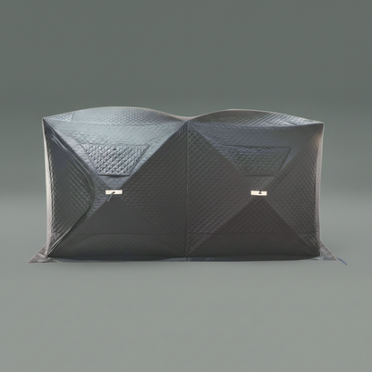"Heavy-duty insulated pop-up ice fishing tent for 4-6 people"

"Black pop-up ice shelter with durable waterproof construction"

"Spacious insulated tent for winter camping and ice fishing"

"Pop-up setup ice fishing tent with chimney port option"

"Portable insulated ice fishing shelter with heavy-duty fabric"