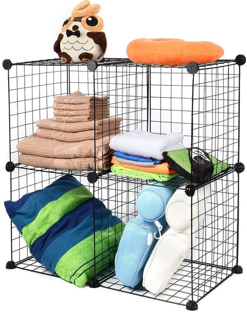 New 4 - Cube Stackable Wire Grid Storage Organizer – Versatile Modular Storage Solution S3028 - with | Sold by Uncle Wiener's Wholesale
