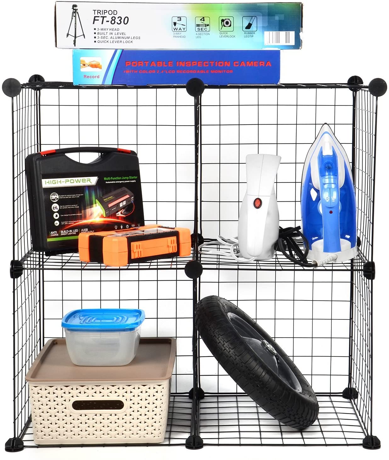 New 4 - Cube Stackable Wire Grid Storage Organizer – Versatile Modular Storage Solution S3028 - with | Sold by Uncle Wiener's Wholesale