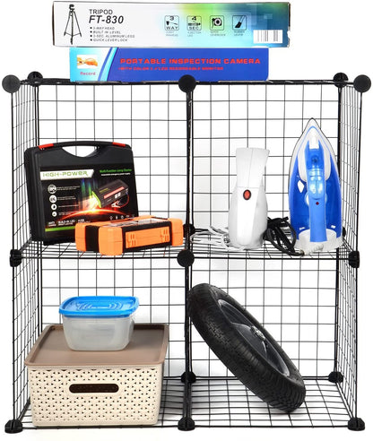 New 4 - Cube Stackable Wire Grid Storage Organizer – Versatile Modular Storage Solution S3028 - with | Sold by Uncle Wiener's Wholesale
