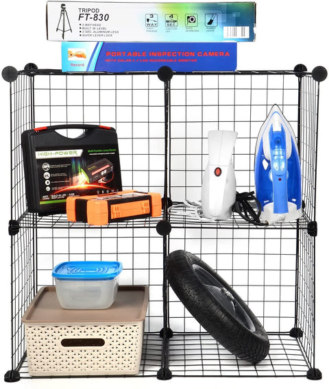 New 4 - Cube Stackable Wire Grid Storage Organizer – Versatile Modular Storage Solution S3028 - with | Sold by Uncle Wiener's Wholesale