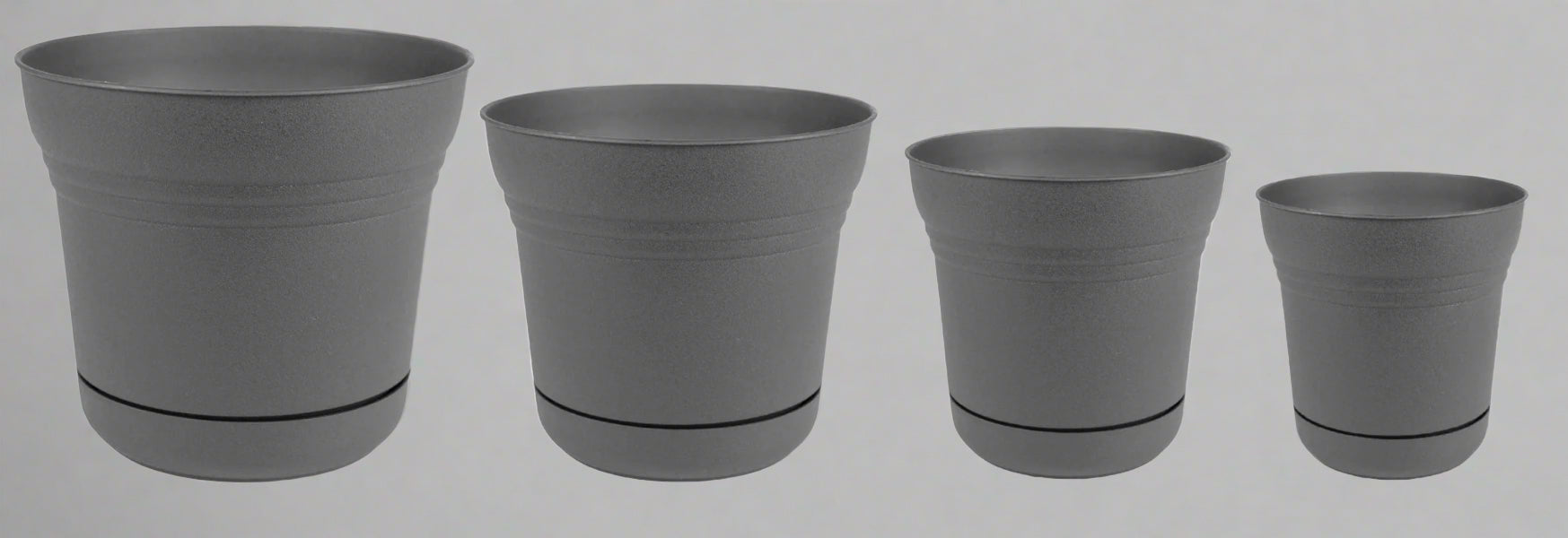 "4-Piece Flower Pot and Saucer Set Gray Plastic Planters"

"Durable Gray Plastic Pots for Indoor and Outdoor Plants"

"Stackable Modern Gray Flower Pots with Saucers"

"Flower Pot Kit 5 7 10 12 Inch Sizes with Drainage Holes"

"Weather-Resistant Lightweight Planters with Matching Saucers"