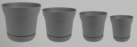 "4-Piece Flower Pot and Saucer Set Gray Plastic Planters"

"Durable Gray Plastic Pots for Indoor and Outdoor Plants"

"Stackable Modern Gray Flower Pots with Saucers"

"Flower Pot Kit 5 7 10 12 Inch Sizes with Drainage Holes"

"Weather-Resistant Lightweight Planters with Matching Saucers"