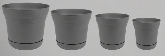 "4-Piece Flower Pot and Saucer Set Gray Plastic Planters"

"Durable Gray Plastic Pots for Indoor and Outdoor Plants"

"Stackable Modern Gray Flower Pots with Saucers"

"Flower Pot Kit 5 7 10 12 Inch Sizes with Drainage Holes"

"Weather-Resistant Lightweight Planters with Matching Saucers"