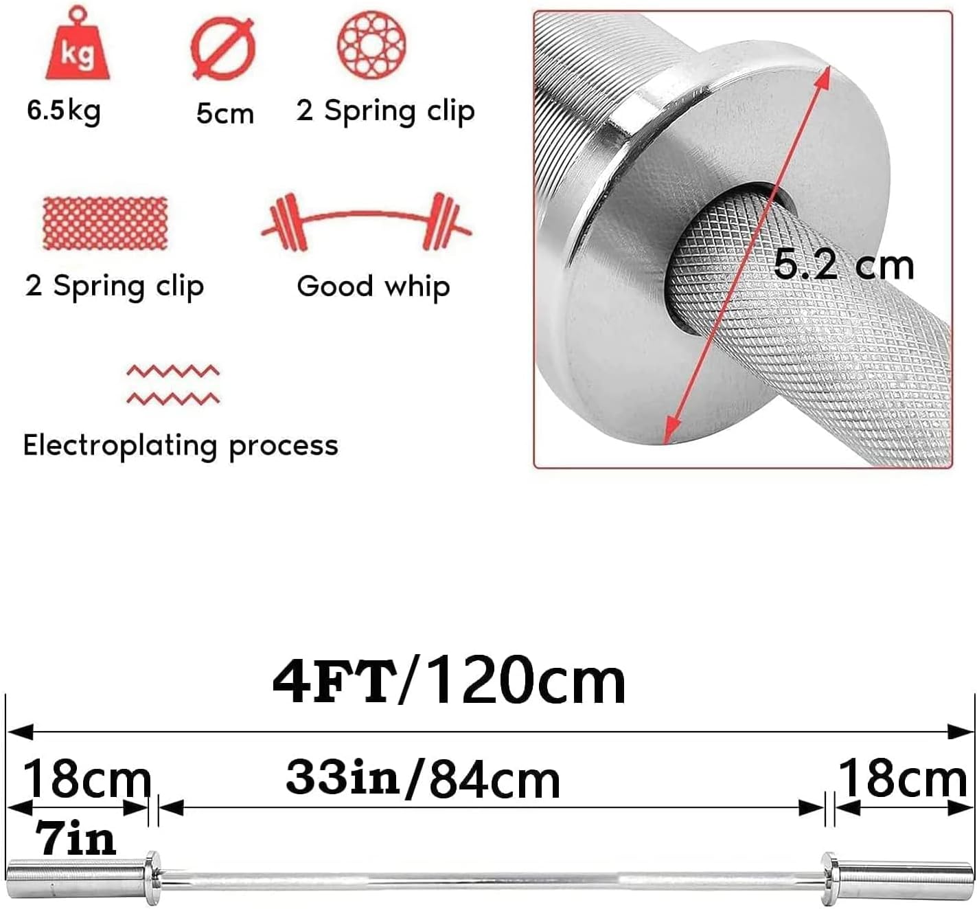 4ft Olympic barbell for home gym – stainless steel finish
Compact 2 inch solid steel barbell with 25mm shaft
Olympic short bar – curl and press bar for fitness training
Oxide-coated Olympic barbell for small gym setups
Close-up of sleeve and shaft of 4ft solid steel weight bar