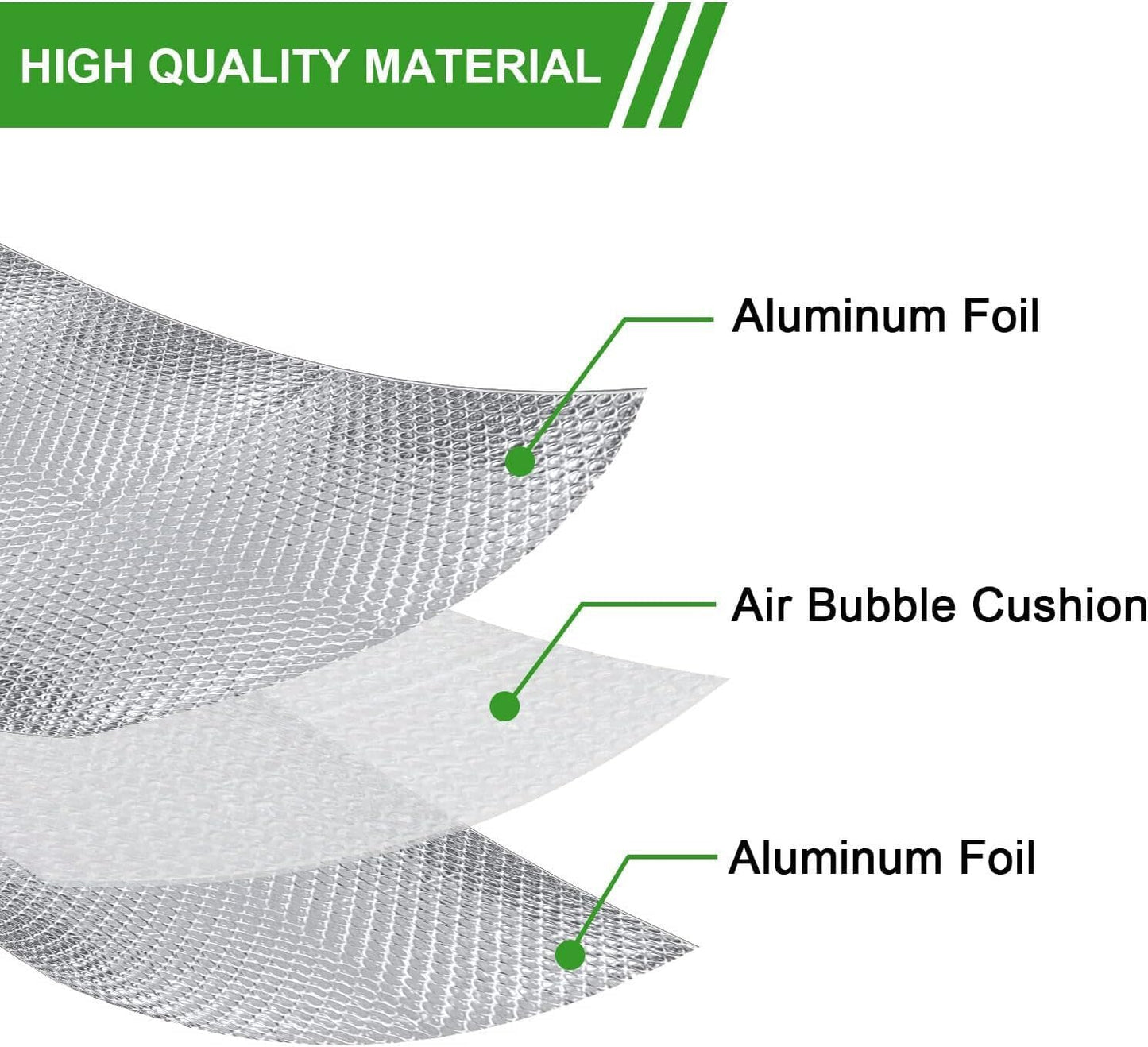 “4x25 ft aluminum bubble insulation roll”

“Reflective thermal barrier foil for walls and attics”

“Double-layer radiant heat insulation sheet”