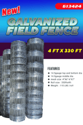 Rolled 330 FT livestock wire fence – silver steel

Close-up of barbed top and bottom wire fencing

Field wire fence rolls stacked on pallet – 4FT and 5FT

Product chart showing wire spacing and gauge specs