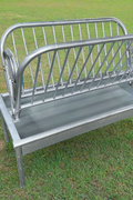 4ft galvanized steel feeder for goats and sheep
compact pasture feeder with deep feed pan
mini horse hay feeder on elevated frame
rust-resistant livestock feeder for small animals
heavy-duty outdoor animal feeder