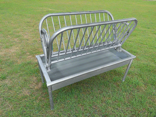 4ft galvanized steel feeder for goats and sheep
compact pasture feeder with deep feed pan
mini horse hay feeder on elevated frame
rust-resistant livestock feeder for small animals
heavy-duty outdoor animal feeder