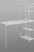 “Modern 4 ft home office computer desk with shelves – white and gray”

“Compact white writing desk with metal frame and storage shelf”

“Espresso and gray minimalist 4 ft computer desk for small spaces”

“Small home office setup with 4-foot writing desk and accessories”

“Side view of 4ft white desk with open-frame shelving for storage”