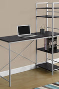 “Modern 4 ft home office computer desk with shelves – white and gray”

“Compact white writing desk with metal frame and storage shelf”

“Espresso and gray minimalist 4 ft computer desk for small spaces”

“Small home office setup with 4-foot writing desk and accessories”

“Side view of 4ft white desk with open-frame shelving for storage”