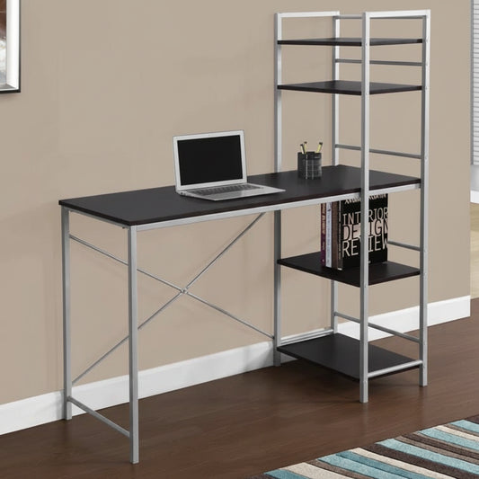 “Modern 4 ft home office computer desk with shelves – white and gray”

“Compact white writing desk with metal frame and storage shelf”

“Espresso and gray minimalist 4 ft computer desk for small spaces”

“Small home office setup with 4-foot writing desk and accessories”

“Side view of 4ft white desk with open-frame shelving for storage”