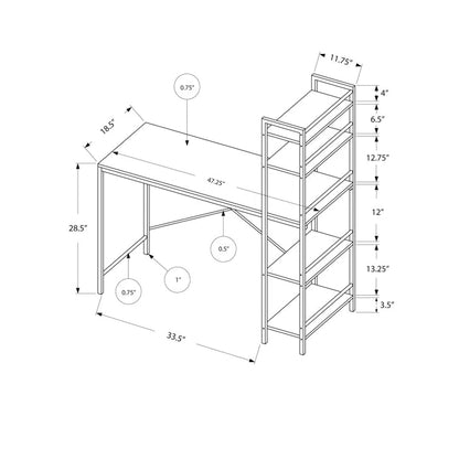 “Modern 4 ft home office computer desk with shelves – white and gray”

“Compact white writing desk with metal frame and storage shelf”

“Espresso and gray minimalist 4 ft computer desk for small spaces”

“Small home office setup with 4-foot writing desk and accessories”

“Side view of 4ft white desk with open-frame shelving for storage”