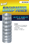4 FT x 330 FT Galvanized Sheep Fence with 4x4 Inch Wire Mesh