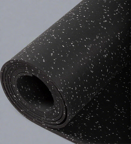 Heavy-Duty 4 ft x 50 ft Rubber Gym Mat – Black with White Dots