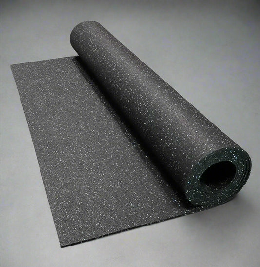 Heavy-Duty 4 ft x 50 ft Rubber Gym Mat – Black with White Dots