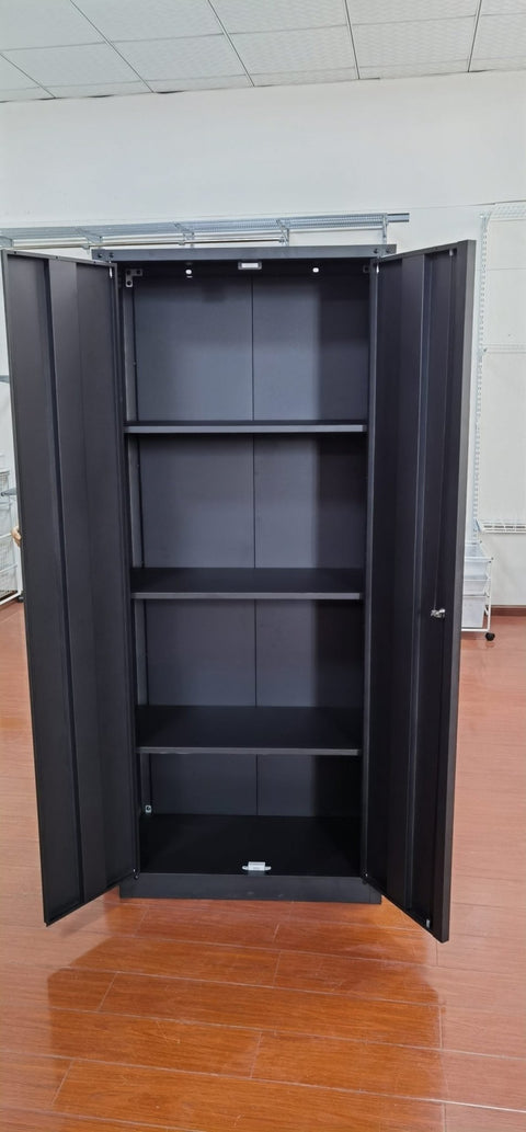 New 4 - Layer Double Wide Lockable Metal Garage Storage Cabinet – Heavy - Duty Tool Organizer with Shelves 1010536 - with | Sold by Uncle Wiener's Wholesale