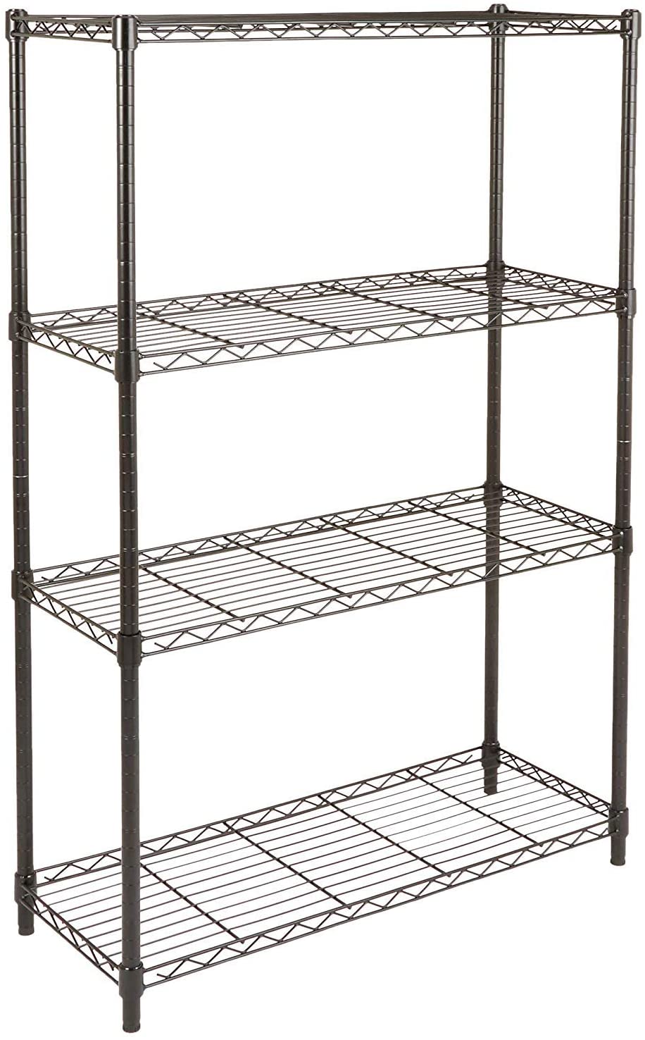 New 4 - Layer Wire Storage Shelf with Adjustable Shelves & Heavy Duty Load – Black | SKU: WS645 - with | Sold by Uncle Wiener's Wholesale