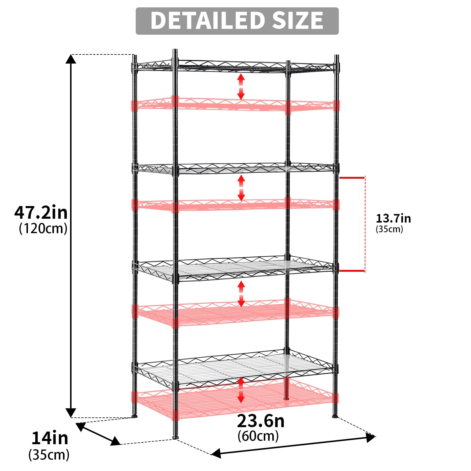 NEW 4 Level Black Metal Storage Shelf AMHWS499 - with | Sold by Uncle Wiener's Wholesale