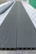 New 4 - Pack Co - Extruded WPC Decking Boards – 5.5" x 0.9" x 114" | Composite Deck Planks – Charcoal, Teak, Light Gray | Covers 17.44 Sq.Ft. - with Light Gray | Sold by Uncle Wiener's Wholesale