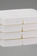 "4-piece stackable food storage containers with compartments"

"Freezer-safe meal prep containers with lids"

"Plastic rectangular containers for snacks and meals"
