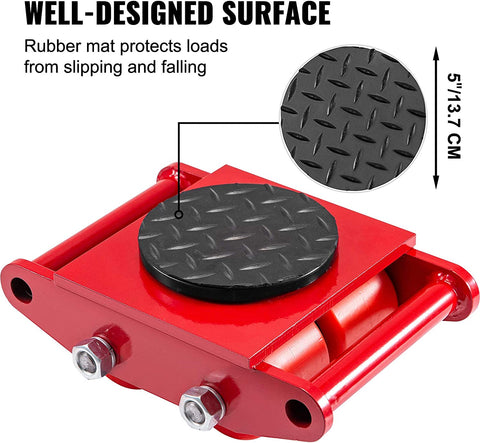 6-Ton Machinery Mover Skates Set of 4 – Red
Heavy-Duty Equipment Moving Rollers – 13,200 lbs
Industrial Machine Roller Skates with Non-Slip Pad
Side View of 6-Ton Equipment Movers with Wheels
Machinery Mover Skates – Full Set Display