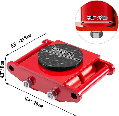 6-Ton Machinery Mover Skates Set of 4 – Red
Heavy-Duty Equipment Moving Rollers – 13,200 lbs
Industrial Machine Roller Skates with Non-Slip Pad
Side View of 6-Ton Equipment Movers with Wheels
Machinery Mover Skates – Full Set Display