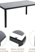 "4-piece black outdoor patio furniture set with Textilene mesh seats and glass-top coffee table – Model S3086"