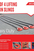 Grade 80 Alloy Steel Chain Slings Set – 4 PCS Heavy-Duty Lifting Chains with Hooks for Crane and Hoist Applications