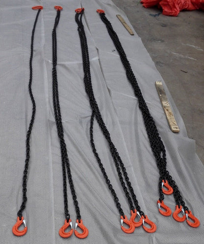 Grade 80 Alloy Steel Chain Slings Set – 4 PCS Heavy-Duty Lifting Chains with Hooks for Crane and Hoist Applications