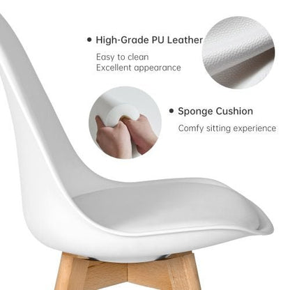 4-Piece White Dining Chair Set – Matte Plastic with Wooden Legs

Modern Kitchen Chairs – Side Angle View

Easy Assembly Dining Chairs with Beech Wood Legs

White Chairs Used in Dining Room Decor

Minimalist Dining Chairs Set for Office or Home