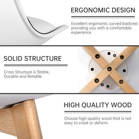 4-Piece White Dining Chair Set – Matte Plastic with Wooden Legs

Modern Kitchen Chairs – Side Angle View

Easy Assembly Dining Chairs with Beech Wood Legs

White Chairs Used in Dining Room Decor

Minimalist Dining Chairs Set for Office or Home