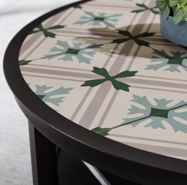 Full 4-piece patio furniture set on lawn

Close-up of swivel chair with cushions

Coffee table with ceramic top

Green loveseat in outdoor setting

Top-down view of all components