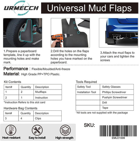NEW 4 PCS UNIVERSAL MUD FLAPS MUDFLAPS & HARDWARE 4PMF1 - with | Sold by Uncle Wiener's Wholesale