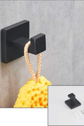 4-piece matte black bathroom hardware set with towel bar and hook
Modern black SUS304 stainless steel towel bar set
Bathroom accessories set with matte finish – bar, ring, hook, holder