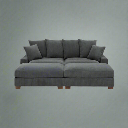 4-Piece Corduroy Sectional Sofa in Dark Gray with Reversible Chaise

Light Gray Corduroy Sectional Sofa – Compact Modern Design

Corner Sectional Sofa with Plush Ribbed Upholstery

Modern 4-Piece Sofa Set with Reversible Layout Options

Living Room Sofa Set – Medium Firm Corduroy Upholstery