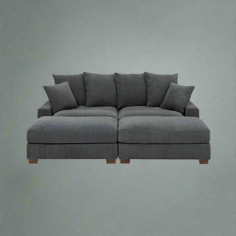 4-Piece Corduroy Sectional Sofa in Dark Gray with Reversible Chaise

Light Gray Corduroy Sectional Sofa – Compact Modern Design

Corner Sectional Sofa with Plush Ribbed Upholstery

Modern 4-Piece Sofa Set with Reversible Layout Options

Living Room Sofa Set – Medium Firm Corduroy Upholstery