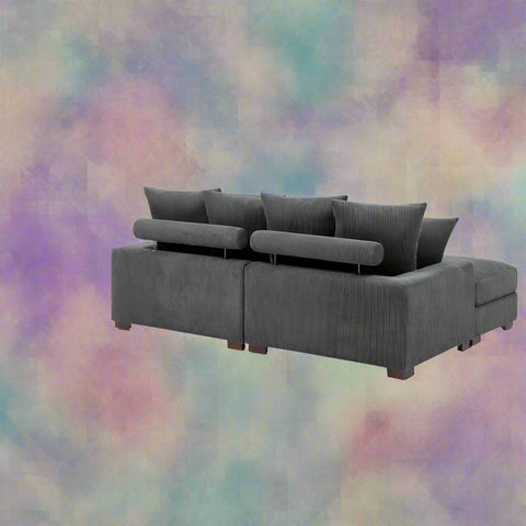 4-Piece Corduroy Sectional Sofa in Dark Gray with Reversible Chaise

Light Gray Corduroy Sectional Sofa – Compact Modern Design

Corner Sectional Sofa with Plush Ribbed Upholstery

Modern 4-Piece Sofa Set with Reversible Layout Options

Living Room Sofa Set – Medium Firm Corduroy Upholstery